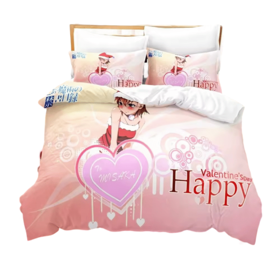 Anime Mikoto Misaka Happy Valentine's Day Bedding Set Anime Mikoto Misaka Happy Valentine's Day Bedding Set