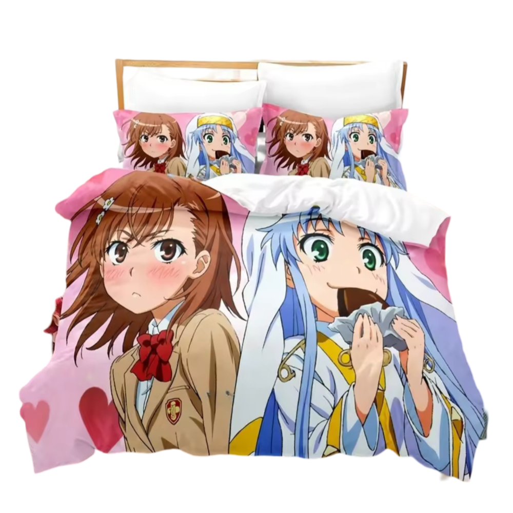 Anime Misaka Mikoto And Index Print Bedding Set Anime Misaka Mikoto And Index Print Bedding Set