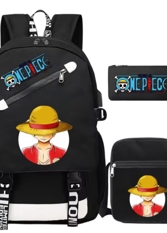 3Pcs/Set Anime One Piece Luffy Student Schoolbag