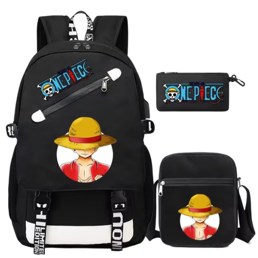 3Pcs/Set Anime One Piece Luffy Student Schoolbag 3Pcs/Set Anime One Piece Luffy Student Schoolbag