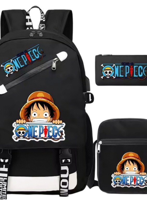 3Pcs/Set Anime One Piece Logo With Luffy Backpack