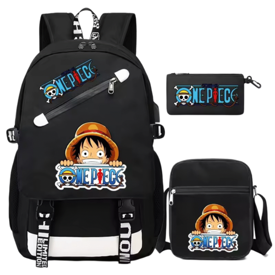 3Pcs/Set Anime One Piece Logo With Luffy Backpack 3Pcs/Set Anime One Piece Logo With Luffy Backpack