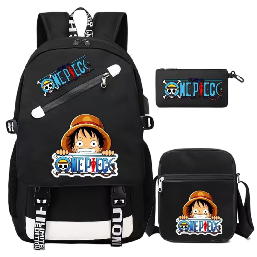 3Pcs/Set Anime One Piece Logo With Luffy Backpack 3Pcs/Set Anime One Piece Logo With Luffy Backpack