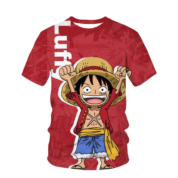 Anime One Piece Monkey D. Luffy Children Red T-Shirt