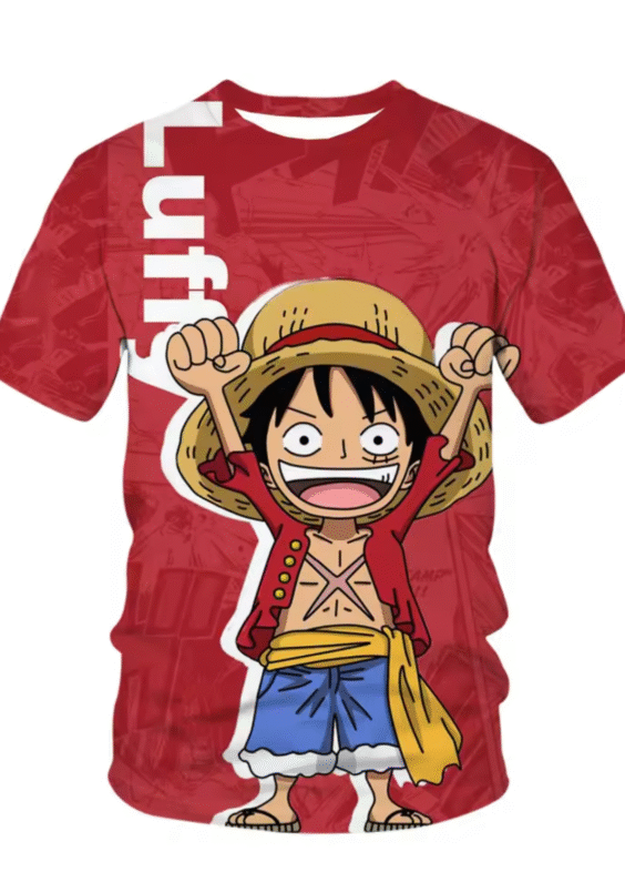 Anime One Piece Monkey D. Luffy Children Red T-Shirt