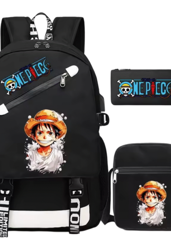 3Pcs/Set One Piece Anime Luffy Student Schoolbag