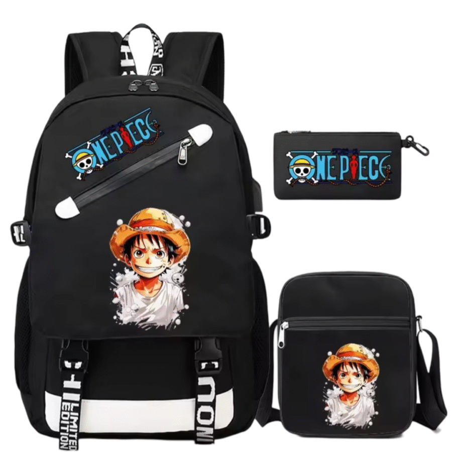3Pcs/Set One Piece Anime Luffy Student Schoolbag 3Pcs/Set One Piece Anime Luffy Student Schoolbag