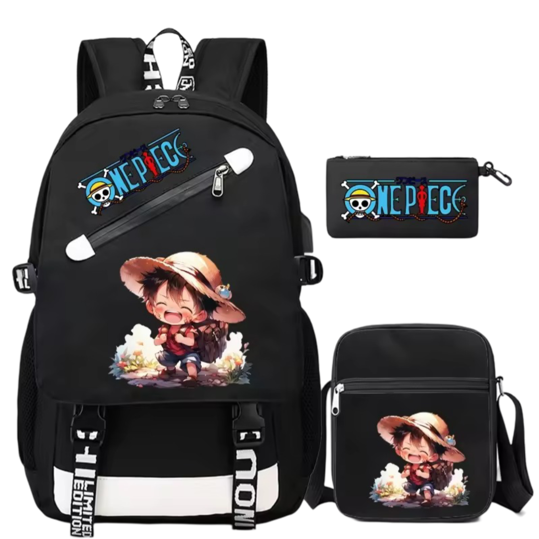 3Pcs/Set One Piece Luffy Anime Student Backpack 3Pcs/Set One Piece Luffy Anime Student Backpack