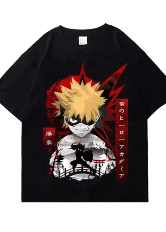 Anime My Hero Academia Katsuki Bakugo Black T-Shirt
