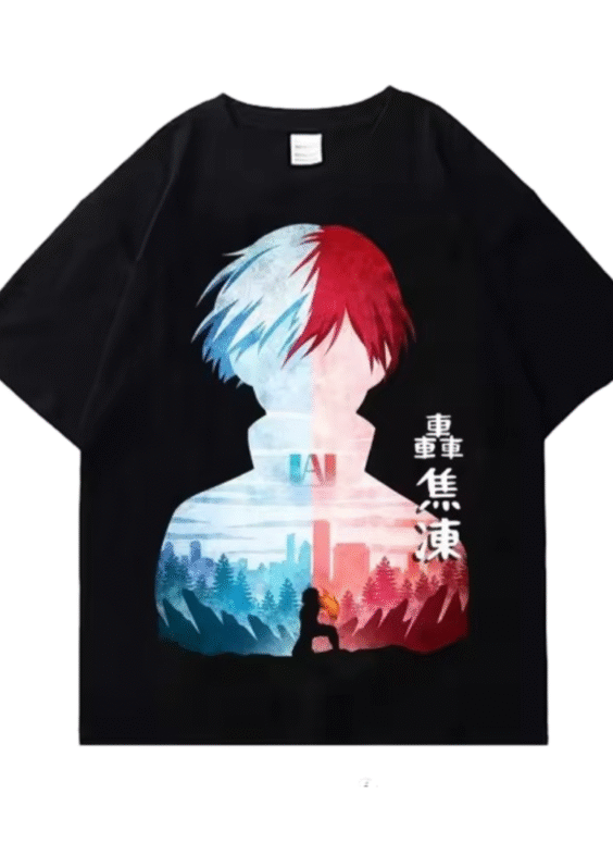 Anime My Hero Academia Shoto Todoroki Printed T-Shirt
