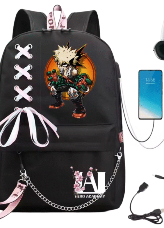 My Hero Academia Katsuki Bakugo Anime Backpack With USB Port