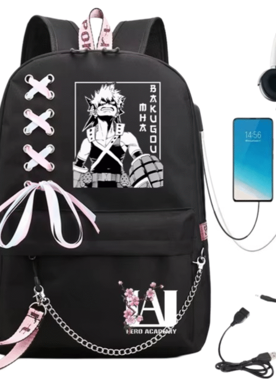 My Hero Academia Anime Katsuki Bakugo USB Port Backpack