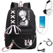 Anime My Hero Academia Katsuki Bakugo USB Port Backpack