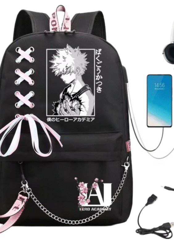 Anime My Hero Academia Katsuki Bakugo USB Port Backpack