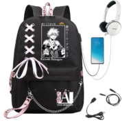 Anime My Hero Academia Katsuki Bakugo Student Backpack With USB Port