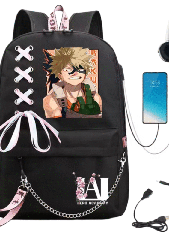 My Hero Academia Anime Katsuki Bakugo Backpack With USB Port