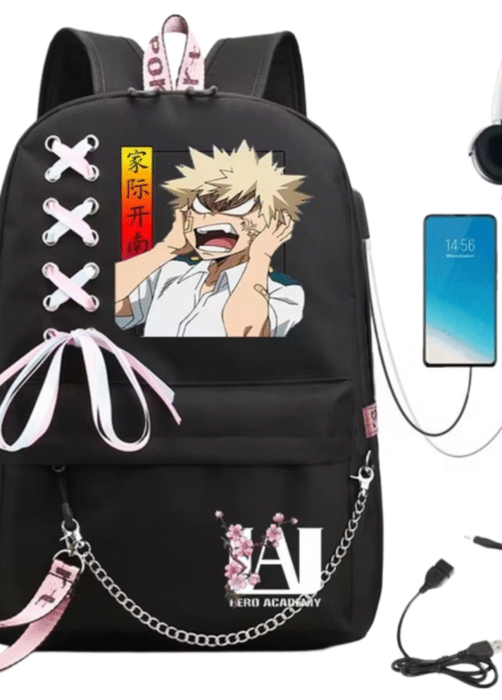 Anime My Hero Academia Katsuki Bakugo Backpack With USB Port