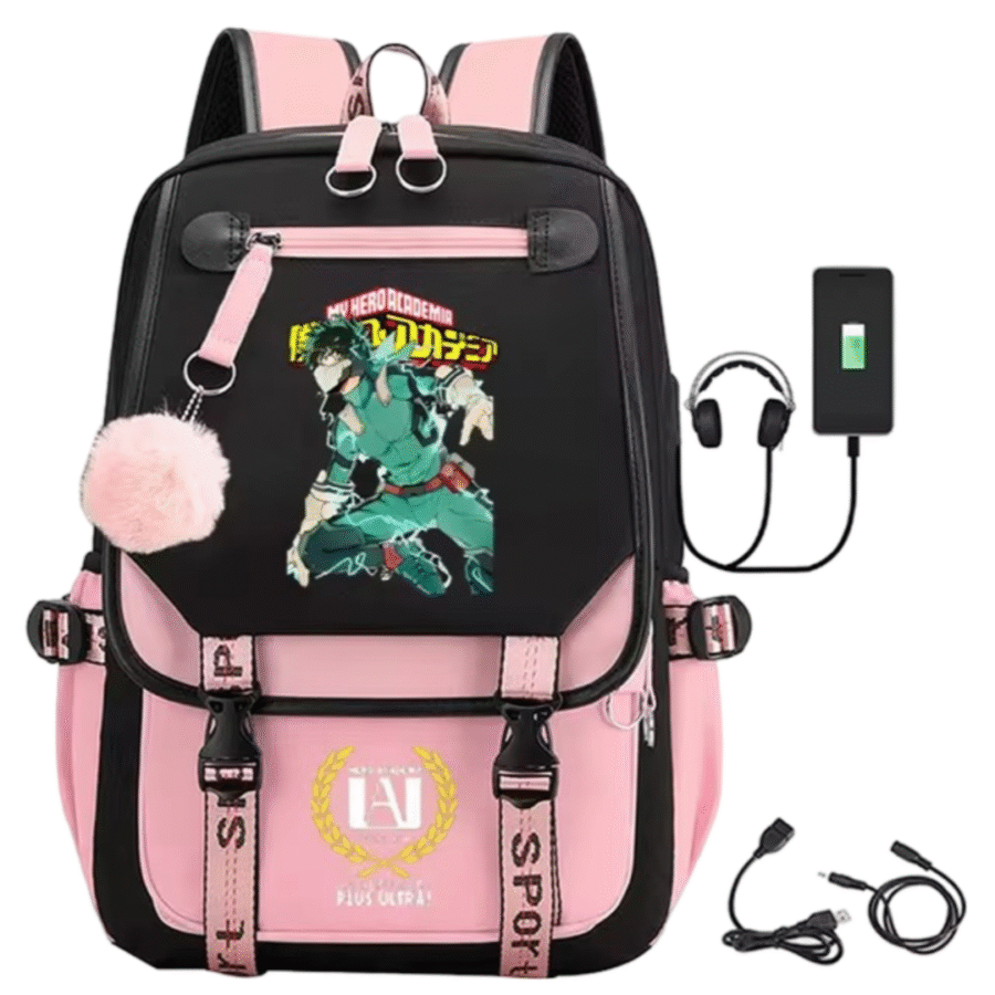 Anime My Hero Academia Izuku Midoriya Schoolbag With USB Port Anime My Hero Academia Izuku Midoriya Schoolbag With USB Port