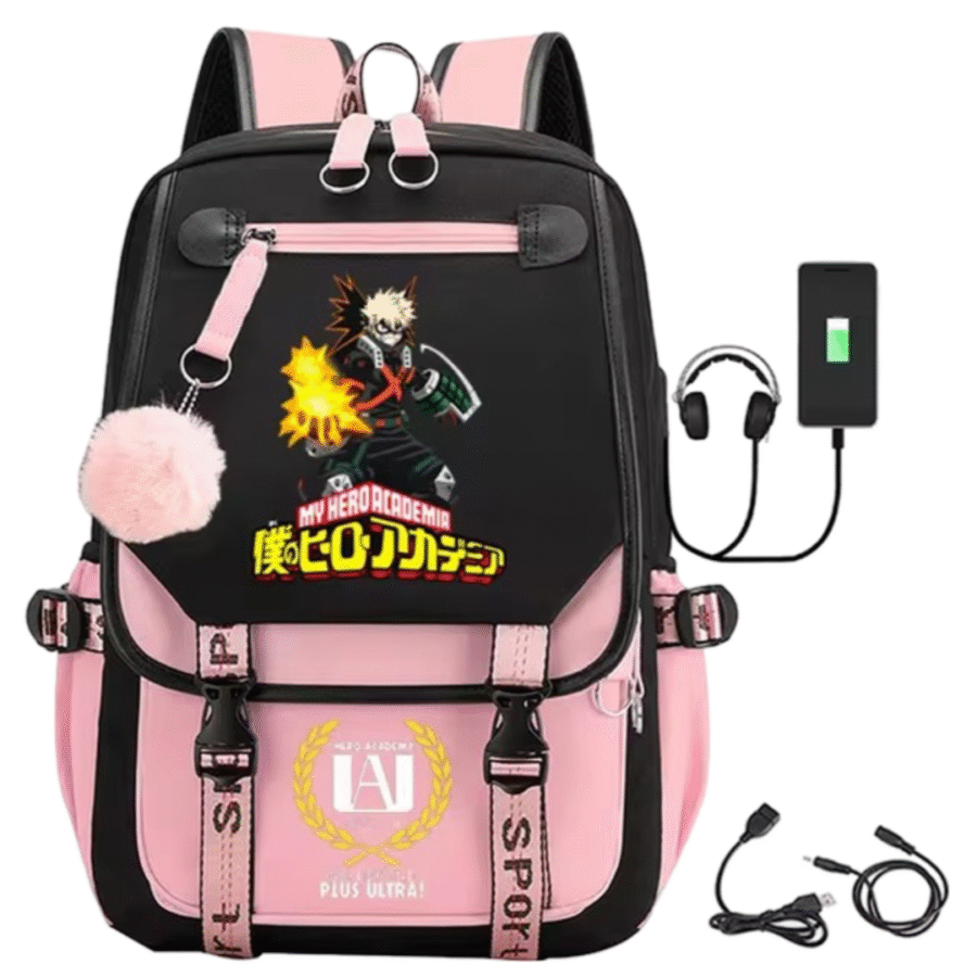Anime My Hero Academia Katsuki Bakugo Schoolbag With USB Port Anime My Hero Academia Katsuki Bakugo Schoolbag With USB Port