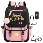Anime My Hero Academia Izuku Midoriya With Friends Schoolbag With USB Port