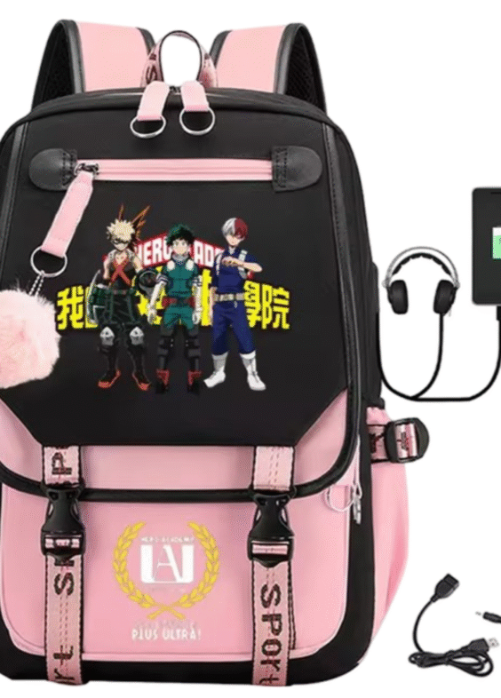 Anime My Hero Academia Izuku Midoriya With Friends Schoolbag With USB Port