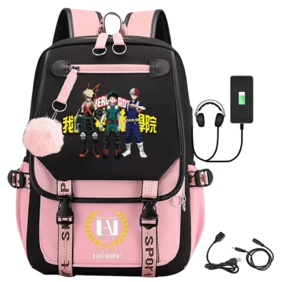 Anime My Hero Academia Izuku Midoriya With Friends Schoolbag With USB Port Anime My Hero Academia Izuku Midoriya With Friends Schoolbag With USB Port
