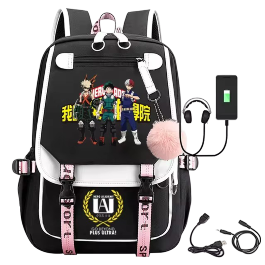 Anime My Hero Academia Izuku Midoriya With Friends Schoolbag With USB Port Anime My Hero Academia Izuku Midoriya With Friends Schoolbag With USB Port