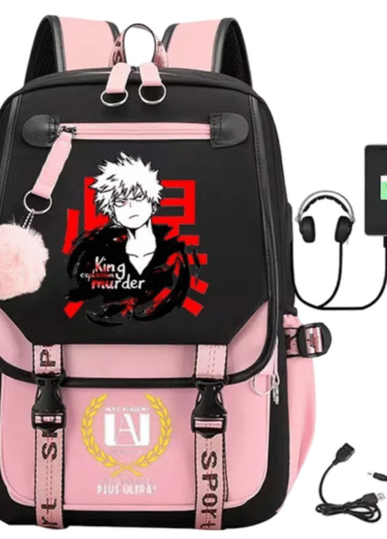 My Hero Academia Anime Katsuki Bakugo Schoolbag With USB Port