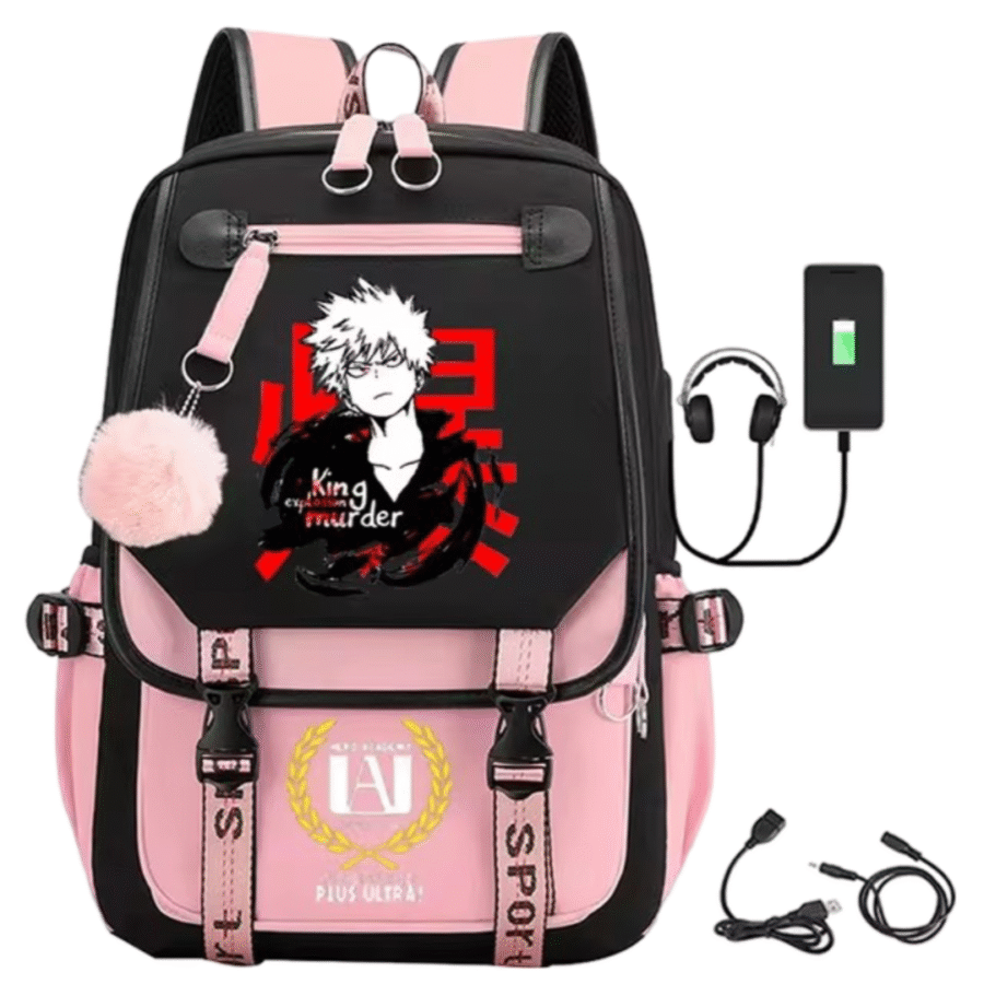 My Hero Academia Anime Katsuki Bakugo Schoolbag With USB Port My Hero Academia Anime Katsuki Bakugo Schoolbag With USB Port
