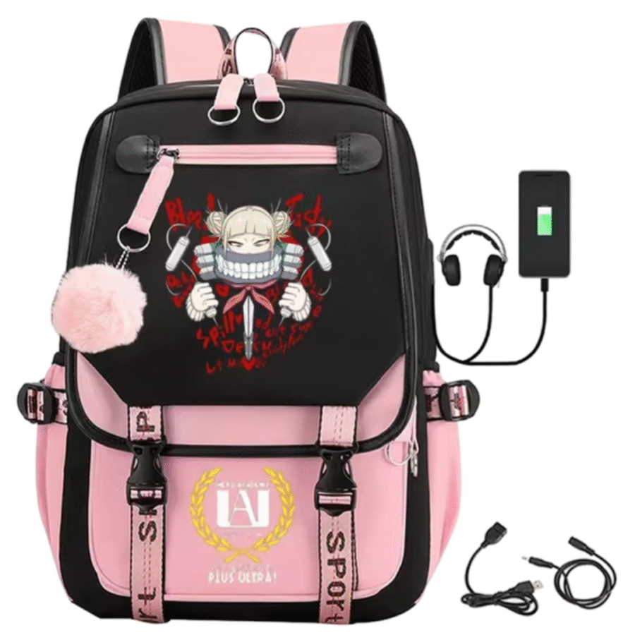 Anime My Hero Academia Himiko Toga Schoolbag With USB Port Anime My Hero Academia Himiko Toga Schoolbag With USB Port