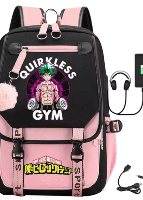 Anime My Hero Academia Quirkless Gym Schoolbag With USB Port
