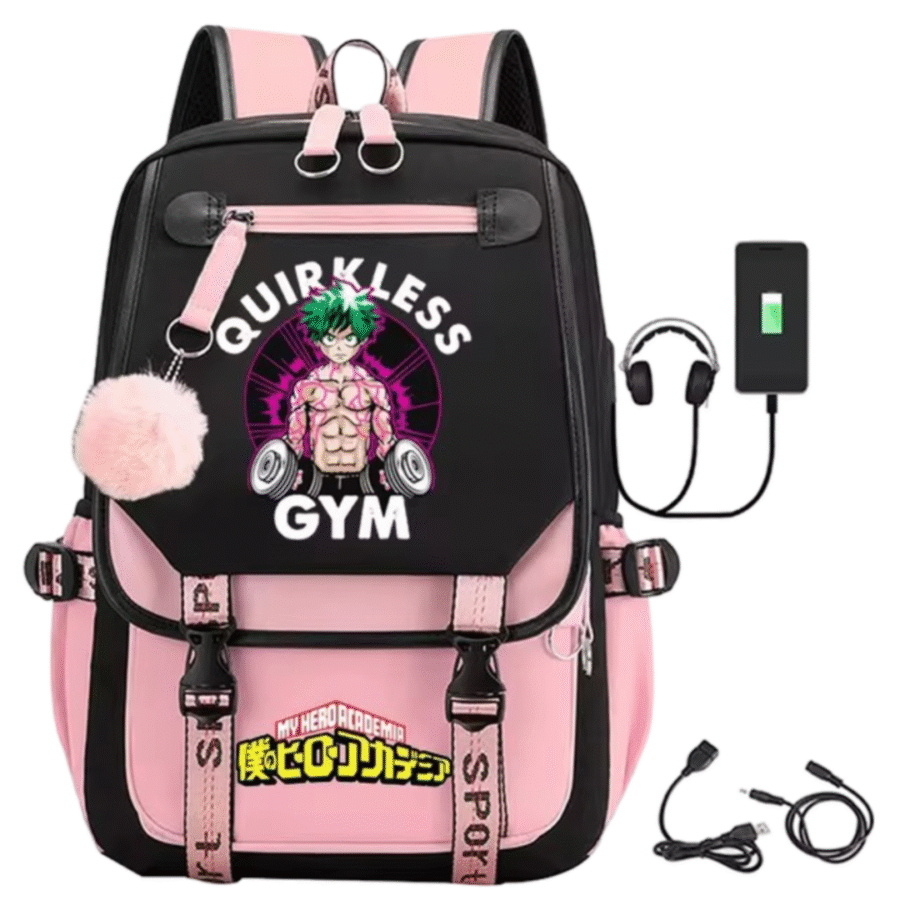 Anime My Hero Academia Quirkless Gym Schoolbag With USB Port Anime My Hero Academia Quirkless Gym Schoolbag With USB Port