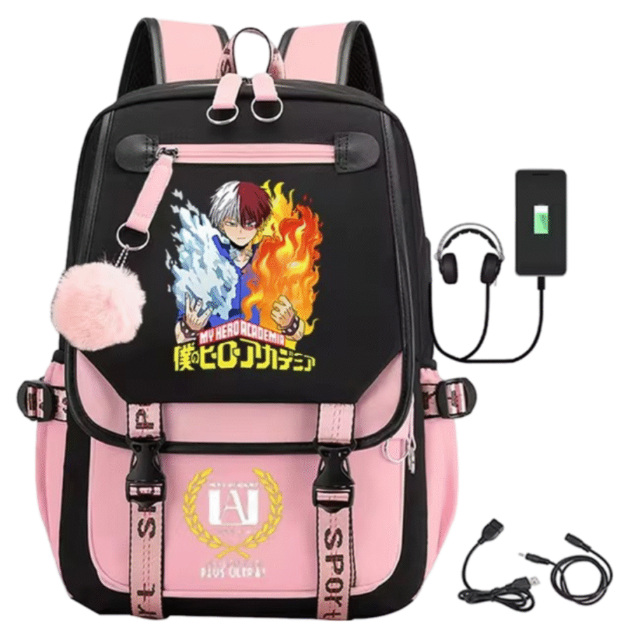 My Hero Academia Anime Shoto Todoroki Schoolbag With USB Port My Hero Academia Anime Shoto Todoroki Schoolbag With USB Port