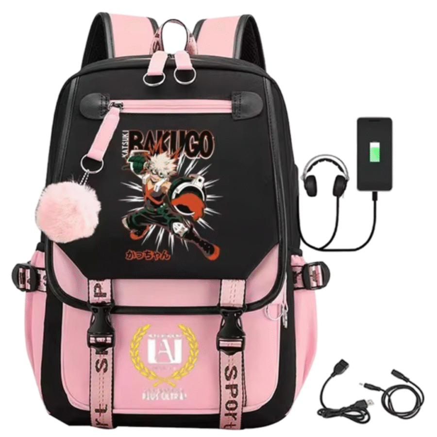 Anime My Hero Academia Katsuki Bakugo USB Port Schoolbag Anime My Hero Academia Katsuki Bakugo USB Port Schoolbag