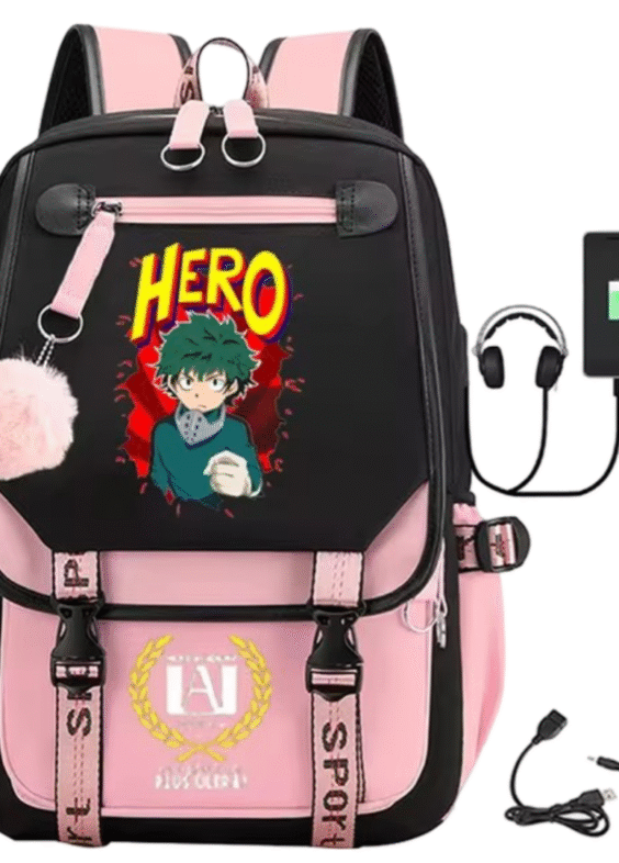 Anime My Hero Academia Izuku Midoriya USB Port Schoolbag