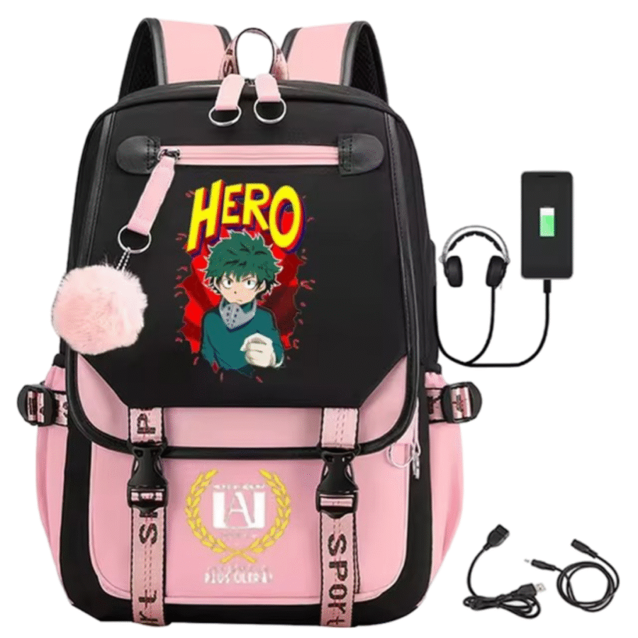 Anime My Hero Academia Izuku Midoriya USB Port Schoolbag Anime My Hero Academia Izuku Midoriya USB Port Schoolbag