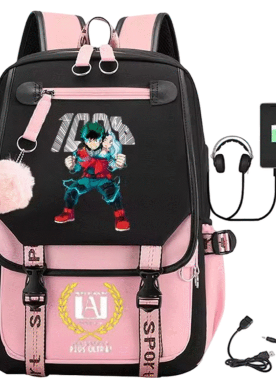 Anime My Hero Academia Izuku Midoriya Student Schoolbag With USB Port