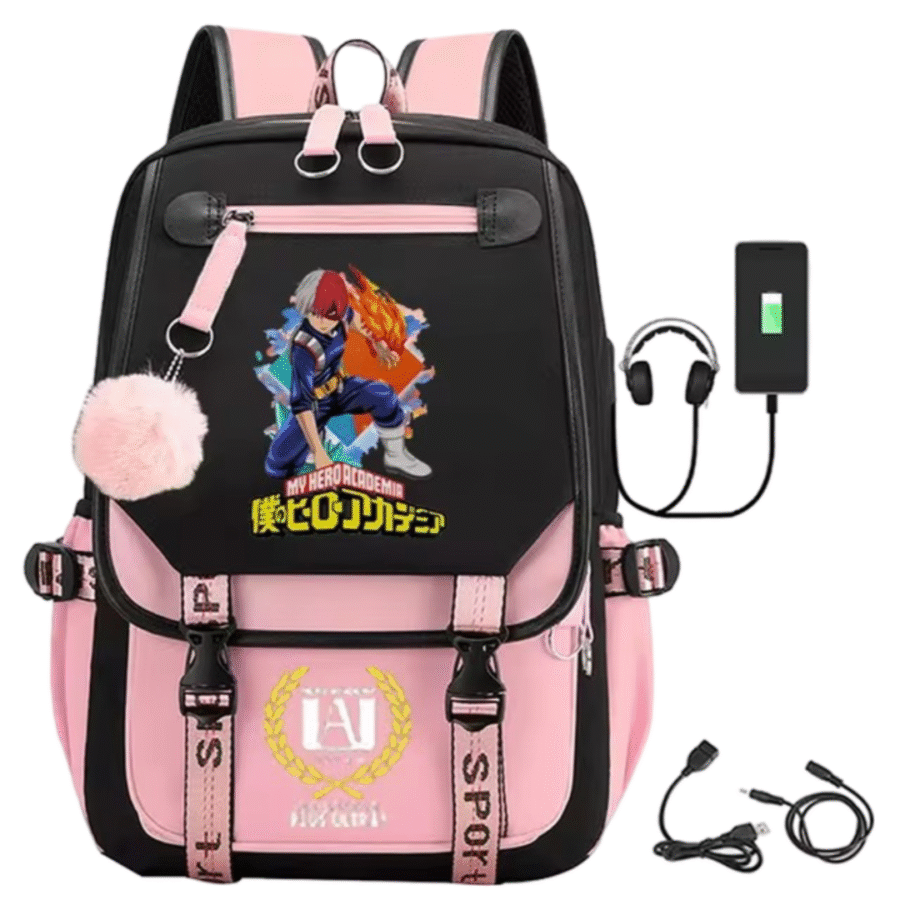 Anime My Hero Academia Shoto Todoroki Student Schoolbag With USB Port Anime My Hero Academia Shoto Todoroki Student Schoolbag With USB Port