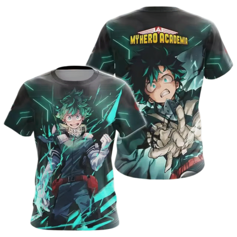 Anime My Hero Academia Izuku Midoriya 3D Printed T-Shirt Anime My Hero Academia Izuku Midoriya 3D Printed T-Shirt