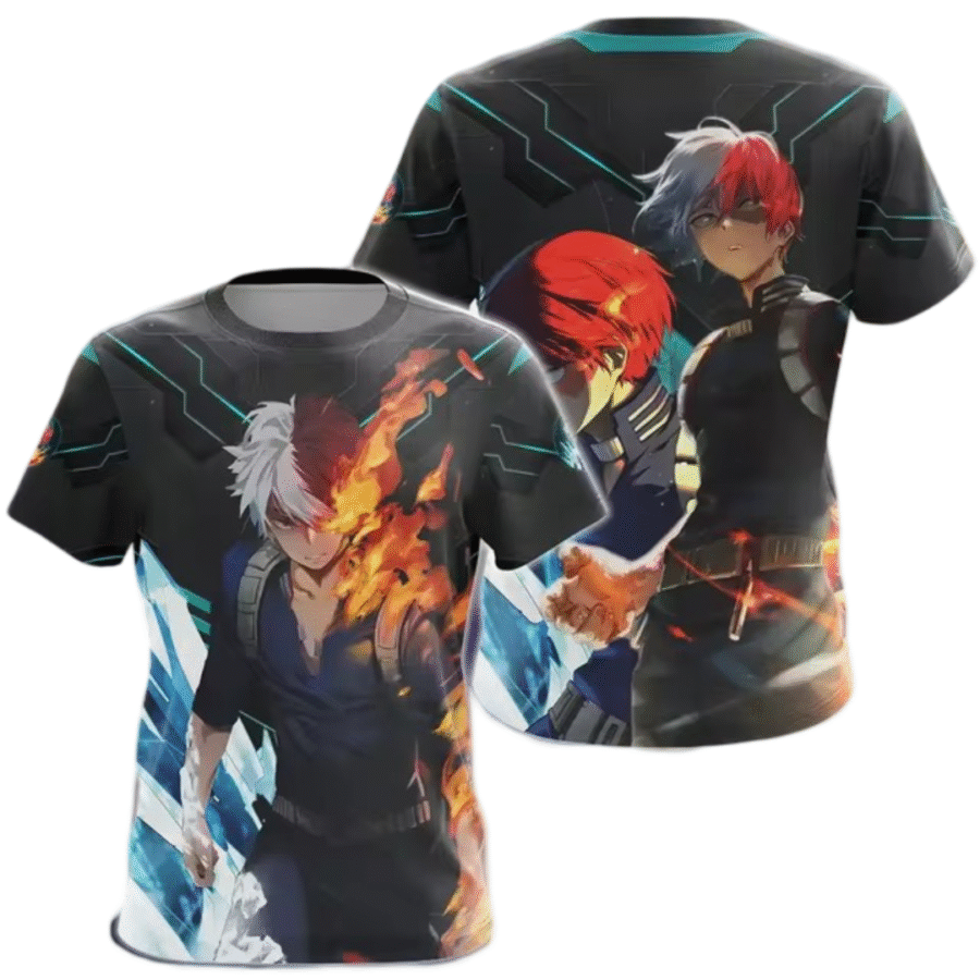 Anime My Hero Academia Shoto Todoroki 3D Printed T-Shirt Anime My Hero Academia Shoto Todoroki 3D Printed T-Shirt