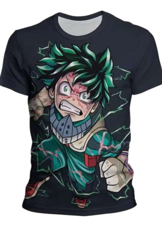 Anime My Hero Academia Izuku Midoriya 3D Printed Childern Black T-Shirt