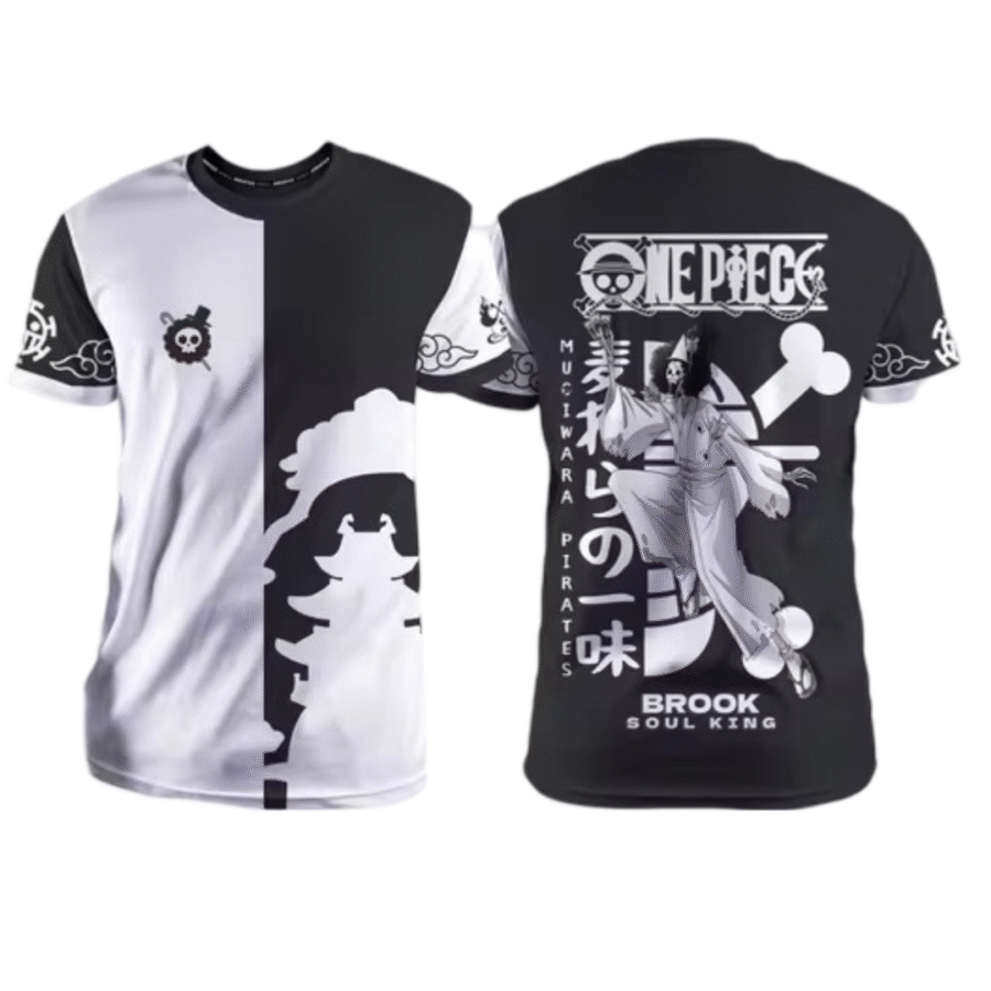 Anime One Piece Brook Black And White T-Shirt Anime One Piece Brook Black And White T-Shirt