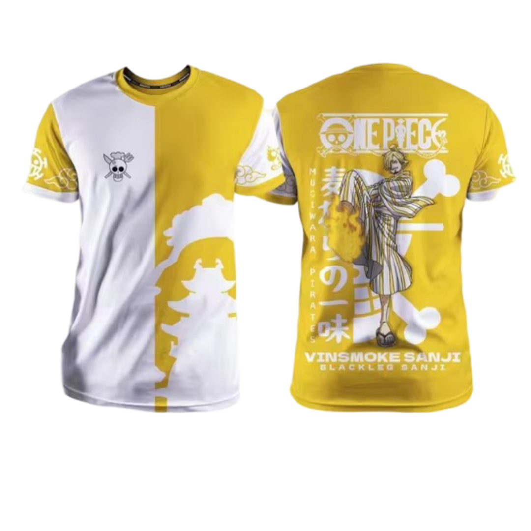Anime One Piece Vinsmoke Sanji Yellow T-Shirt Anime One Piece Vinsmoke Sanji Yellow T-Shirt