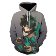 Anime My Hero Academia Izuku Midoriya 3D Printed Gray Hoodie