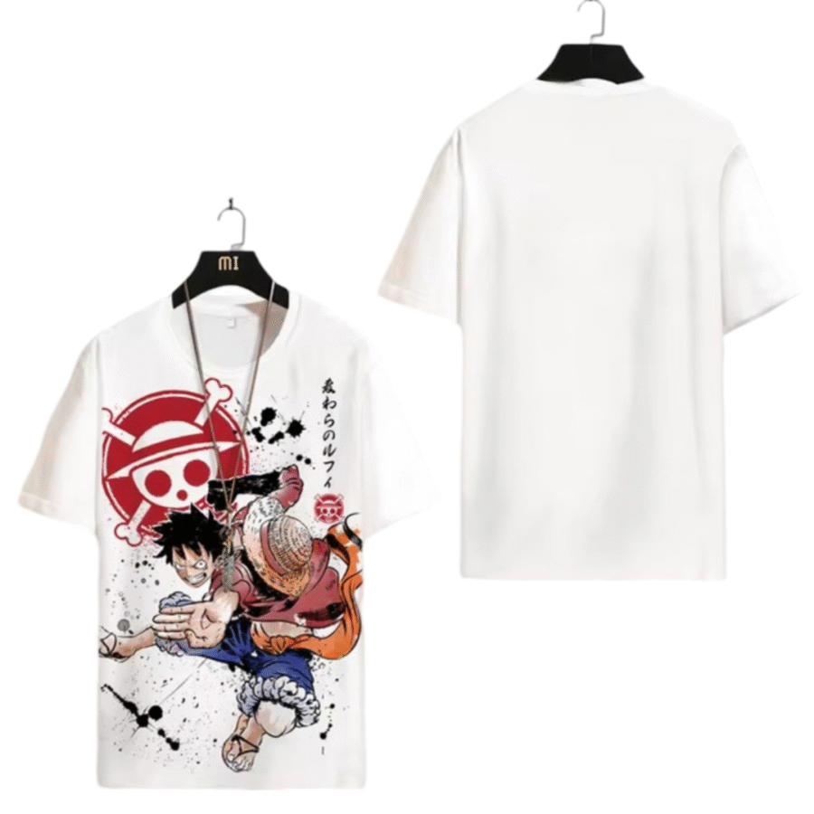 Anime One Piece Monkey D. Luffy White T-Shirt Anime One Piece Monkey D. Luffy White T-Shirt