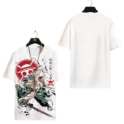 Anime One Piece Roronoa Zoro Short Sleeve White T-Shirt