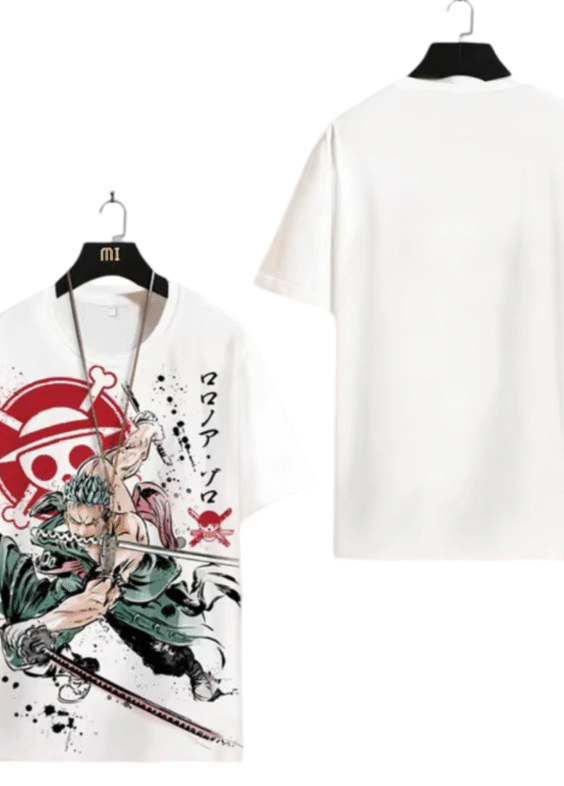 Anime One Piece Roronoa Zoro Short Sleeve White T-Shirt