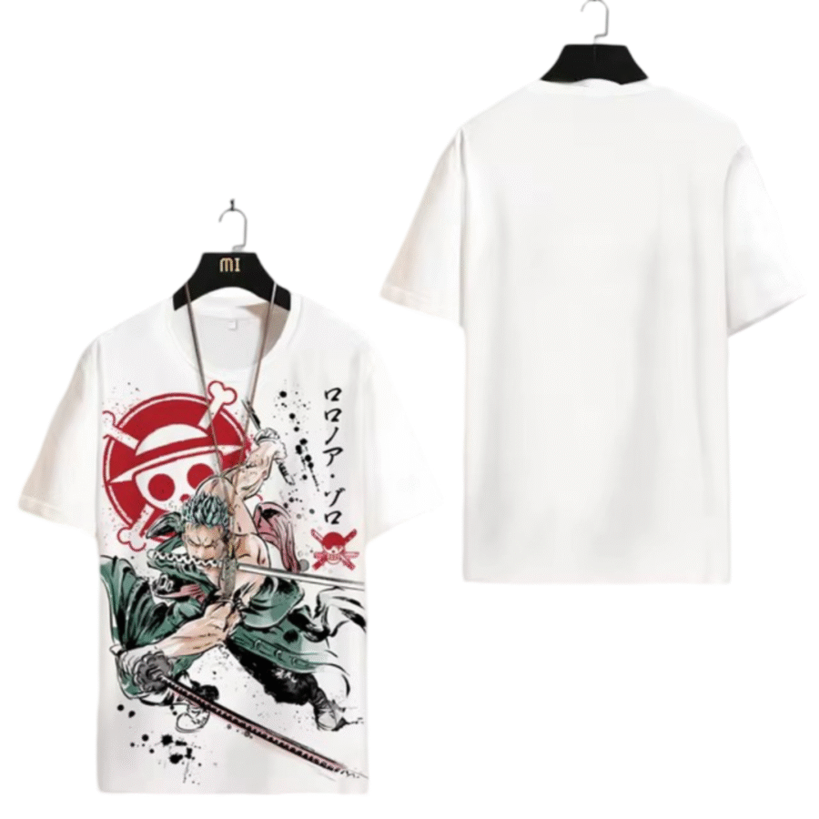 Anime One Piece Roronoa Zoro Short Sleeve White T-Shirt Anime One Piece Roronoa Zoro Short Sleeve White T-Shirt