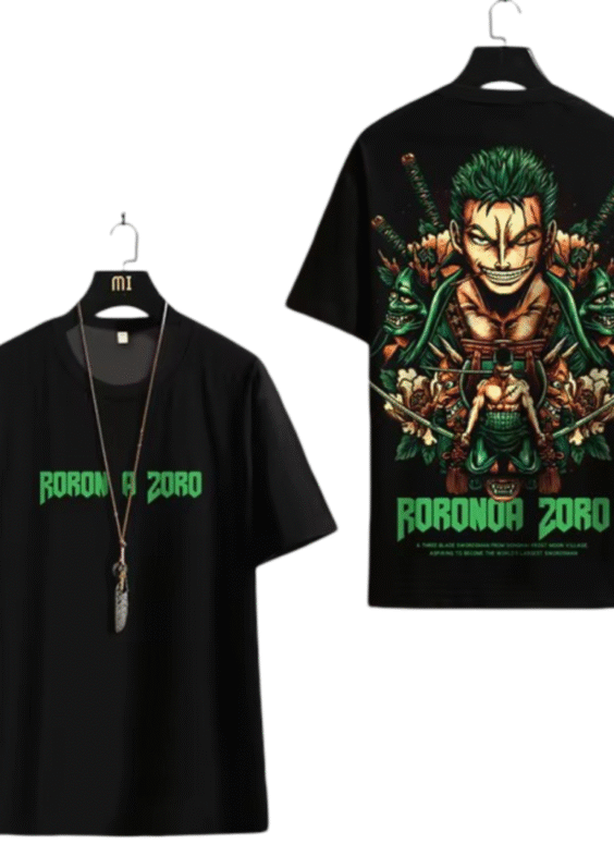 One Piece Anime Roronoa Zoro Black T-Shirt