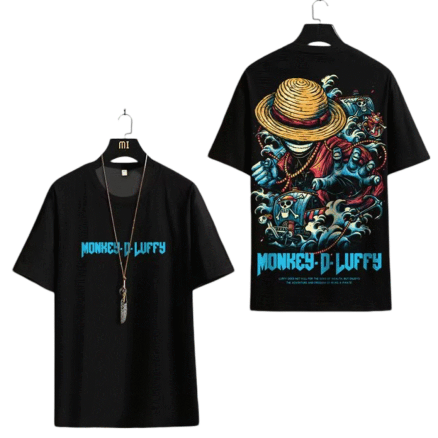 Anime One Piece Monkey D. Luffy Black T-Shirt Anime One Piece Monkey D. Luffy Black T-Shirt